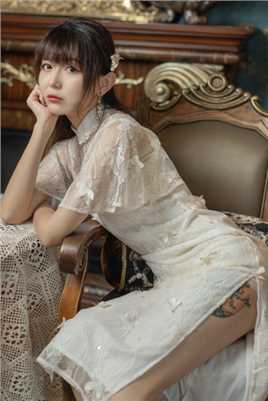 最新大腿根纹身的民国美女蕾丝旗袍妖娆私拍照壁纸